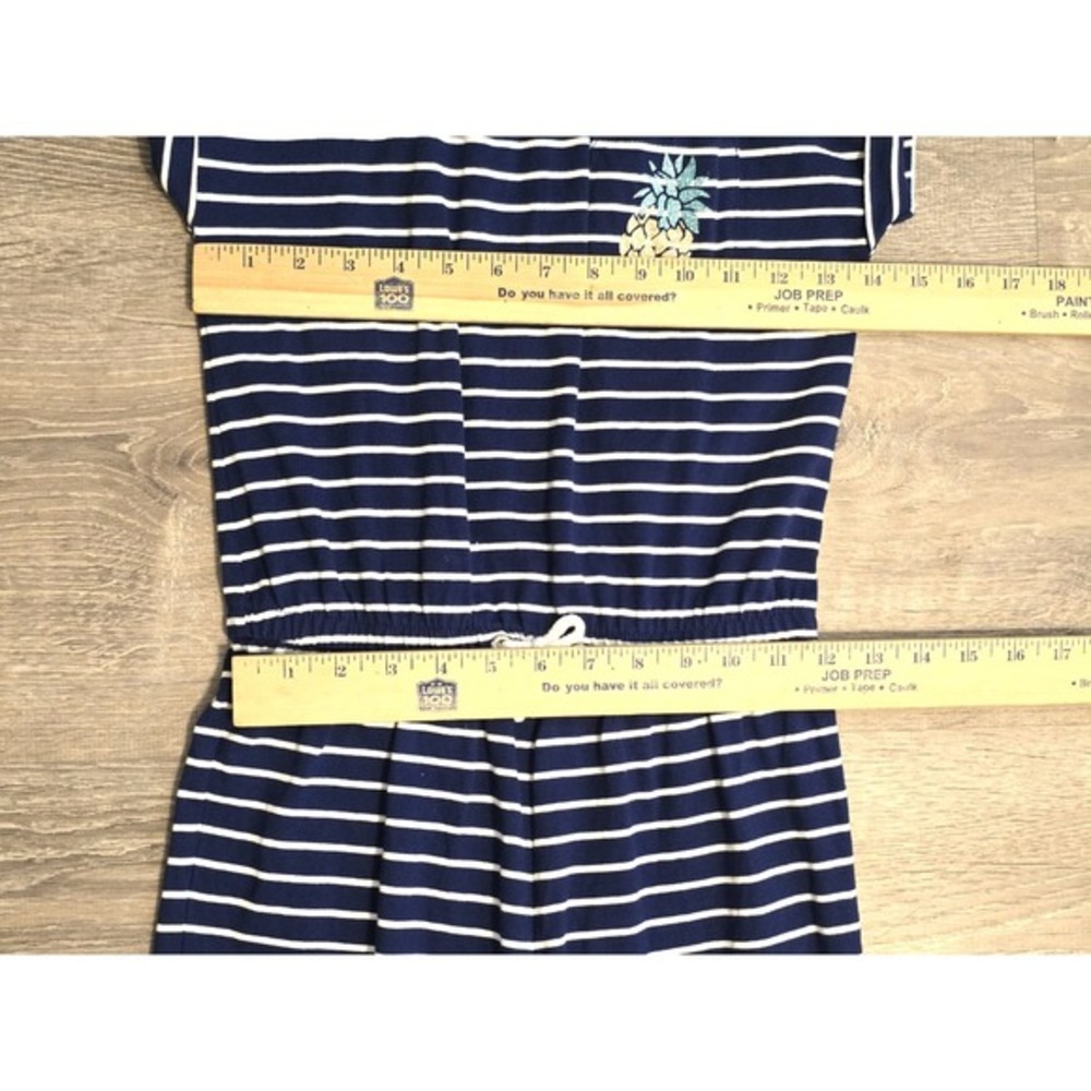 Nautica Blue White Striped Jumpsuit Girls Size M 8/10 Glitter Pineapple Nautical - Picture 4 of 10